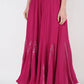 Mominos Fashion Magenta Viscose Rayon Flared Palazzo with Mirror Lace Work - Swadesiicart