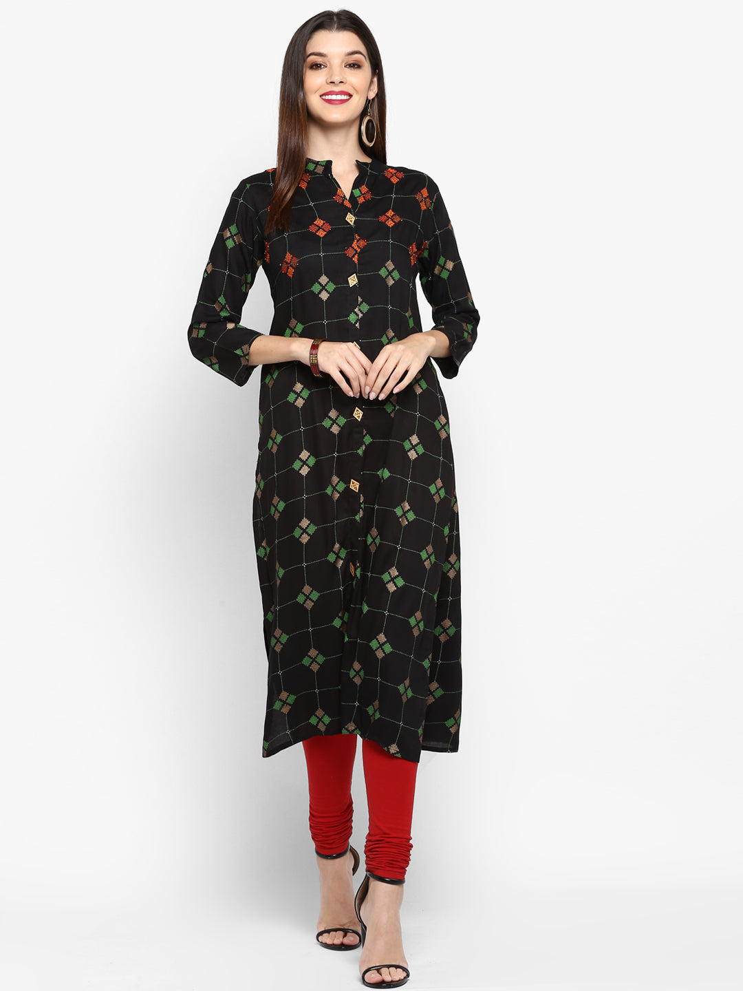 NOZ2TOZ Women Black Rayon Kurta (1Pc) - Noz2Toz