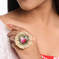 NVR Women's Traditional Ethnic Kundan Meenakari Gold-Polished Ajustable Finger Ring | Swadesiicart