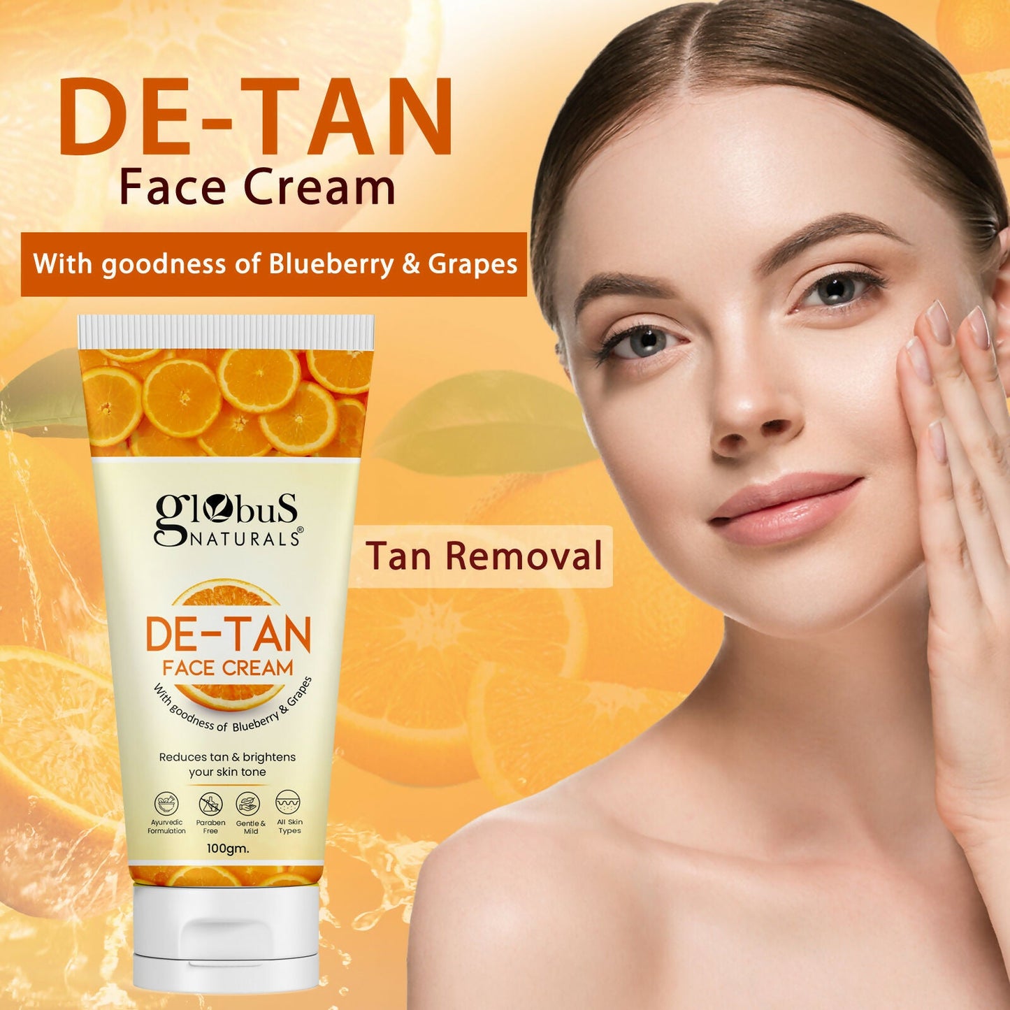 Globus Naturals De Tan Face Cream, Suitable For All Skin Types | Swadesiicart