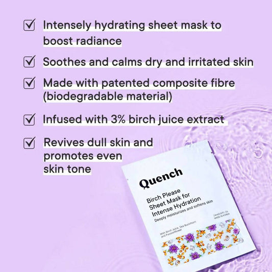 Quench Botanics Birch Please Sheet Mask for Intense Hydration - Korean Skincare | Swadesiicart