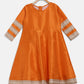 Ahalyaa Orange Poly Silk Anarkali Kids Kurta With Dupatta Set For Girls | Swadesiicart