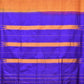 Orange and Blue Narayanpet Silk Handloom Saree with Checks Design No Blouse - Global Threads | Swadesiicart