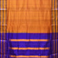 Orange and Blue Narayanpet Silk Handloom Saree with Checks Design No Blouse - Global Threads | Swadesiicart
