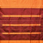 Orange and Brown Narayanpet Silk Handloom Saree with Checks Design No Blouse - Global Threads | Swadesiicart