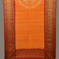 Orange and Red Bandhani Kanchipuram Silk Handloom Dupatta with Border and Chakra Design - Global Threads | Swadesiicart
