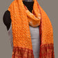 Orange and Red Bandhani Kanchipuram Silk Handloom Dupatta with Border and Chakra Design - Global Threads | Swadesiicart