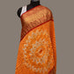 Orange and Red Bandhani Kanchipuram Silk Handloom Dupatta with Border and Chakra Design - Global Threads | Swadesiicart