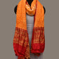 Orange and Red Bandhani Kanchipuram Silk Handloom Dupatta with Border and Chakra Design - Global Threads | Swadesiicart