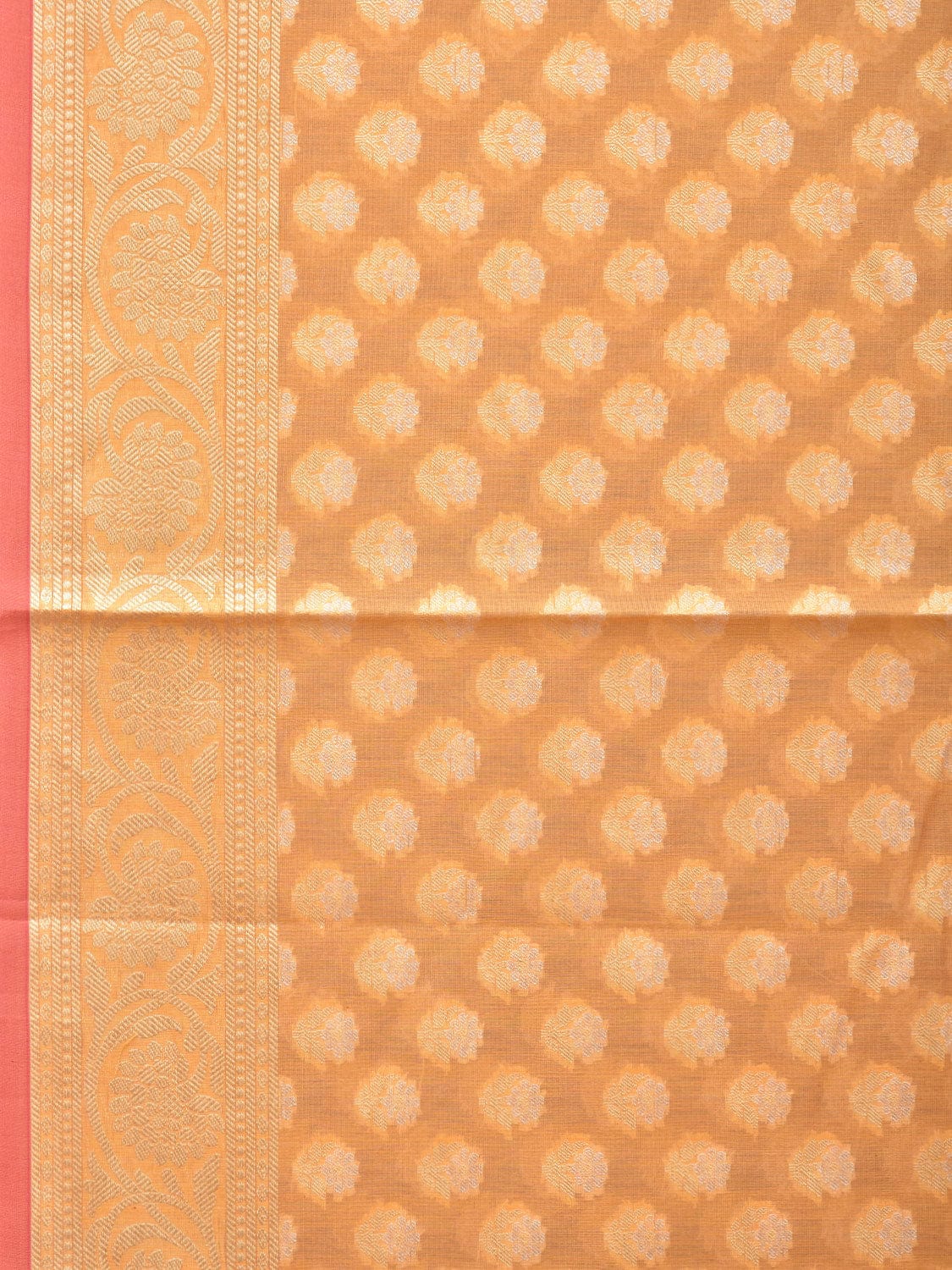 Orange Cut Work Cotton Silk Saree with All Over Banaras Design - Global Threads | Swadesiicart
