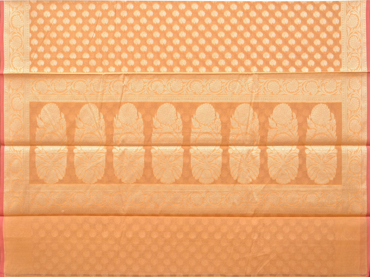 Orange Cut Work Cotton Silk Saree with All Over Banaras Design - Global Threads | Swadesiicart
