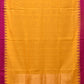 Orange Green Khadi Cotton Handloom Plain Saree with Temple Border Design - Global Threads | Swadesiicart