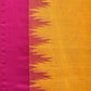 Orange Green Khadi Cotton Handloom Plain Saree with Temple Border Design - Global Threads | Swadesiicart