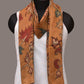 Orange Kalamkari Hand Painted Woolen Handloom Stole with Floral Design - Global Threads | Swadesiicart
