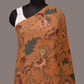 Orange Kalamkari Hand Painted Woolen Handloom Stole with Floral Design - Global Threads | Swadesiicart