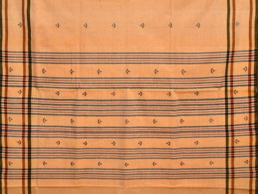 Orange Khadi Cotton Handloom Saree with Jamdani Buta Design - Global Threads | Swadesiicart