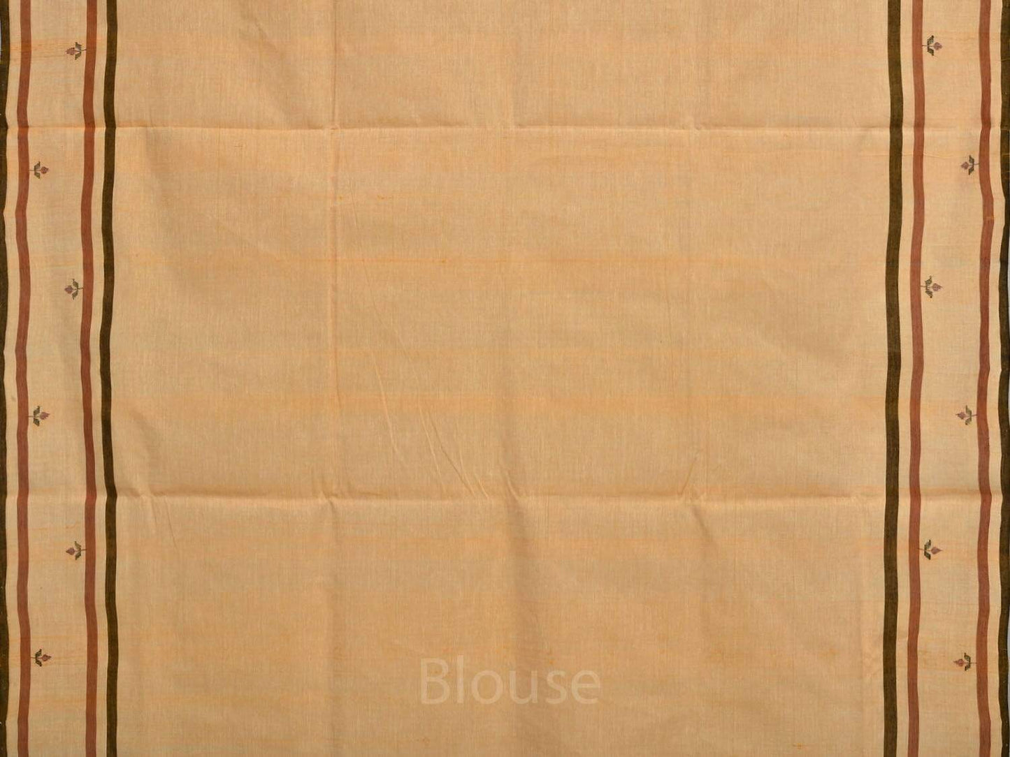 Orange Khadi Cotton Handloom Saree with Jamdani Buta Design - Global Threads | Swadesiicart
