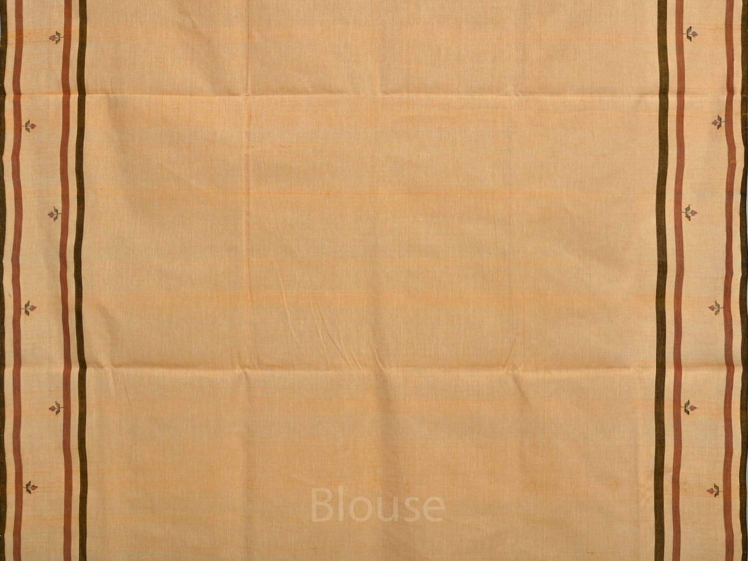 Orange Khadi Cotton Handloom Saree with Jamdani Buta Design - Global Threads | Swadesiicart