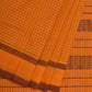 Orange Narayanpet Cotton Handloom Saree with Checks Design - Global Threads | Swadesiicart