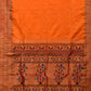Orange Paithani Silk Handloom Saree with Triple Muniya Border Design - Global Threads | Swadesiicart