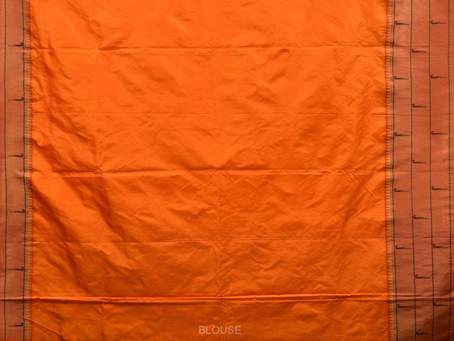 Orange Paithani Silk Handloom Saree with Triple Muniya Border Design - Global Threads | Swadesiicart