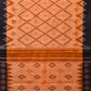 Orange Pochampally Ikat Cotton Handloom Saree with Grill and Big Temple Border Design No Blouse - Global Threads | Swadesiicart