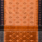 Orange Pochampally Ikat Handloom Saree with Checks and Border Design No Blouse - Global Threads | Swadesiicart