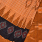 Orange Pochampally Ikat Handloom Saree with Checks and Border Design No Blouse - Global Threads | Swadesiicart