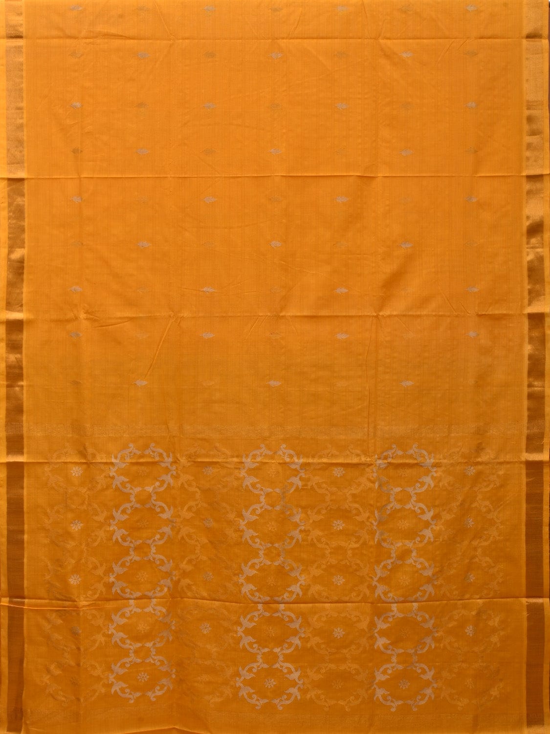 Orange Uppada Cotton Handloom Saree with Grill Pallu Design - Global Threads | Swadesiicart