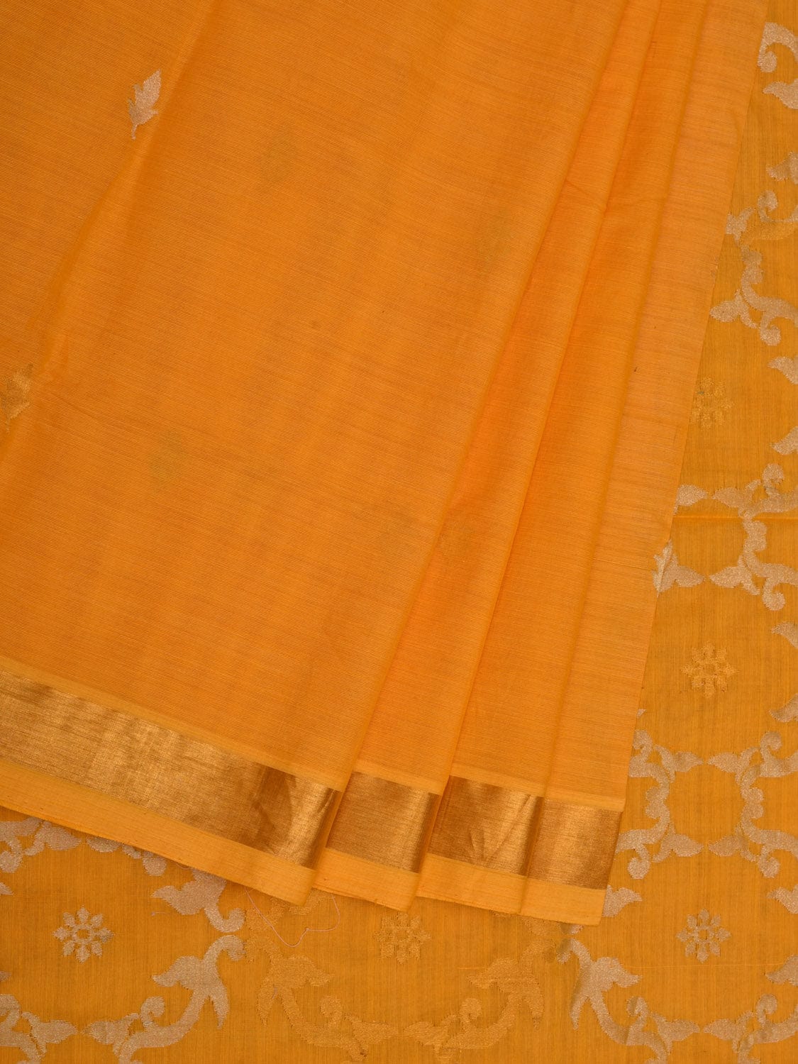 Orange Uppada Cotton Handloom Saree with Grill Pallu Design - Global Threads | Swadesiicart