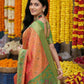 Anaita Orange Pochampally Silk Woven Saree With Blouse