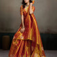 Anaita Orange Tissue Silk Woven Saree With Blouse
