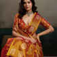 Anaita Orange Tissue Silk Woven Saree With Blouse
