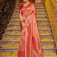 Anaita Orange Banarasi Saree With Blouse Piece