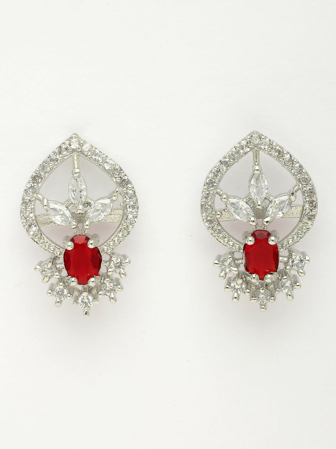 NVR Women Silver-Plated American Diamond-Studded Pendant Set | Swadesiicart