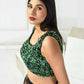 Amodini Designer Studio Women's Velvet Green Sleeveless Blouse
