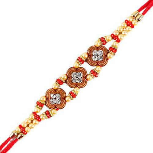 Ethnic American Diamond Rakhi and Kaju Katli Box Combo | Swadesiicart