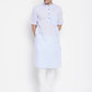 Even Apparels Blue Color Pure Cotton With Band Collar Men's H/S Kurta | Swadesiicart