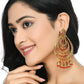 Mominos Fashion Johar Kamal Triple Circle White With Red Big Size Earrings - Mominos Fashion