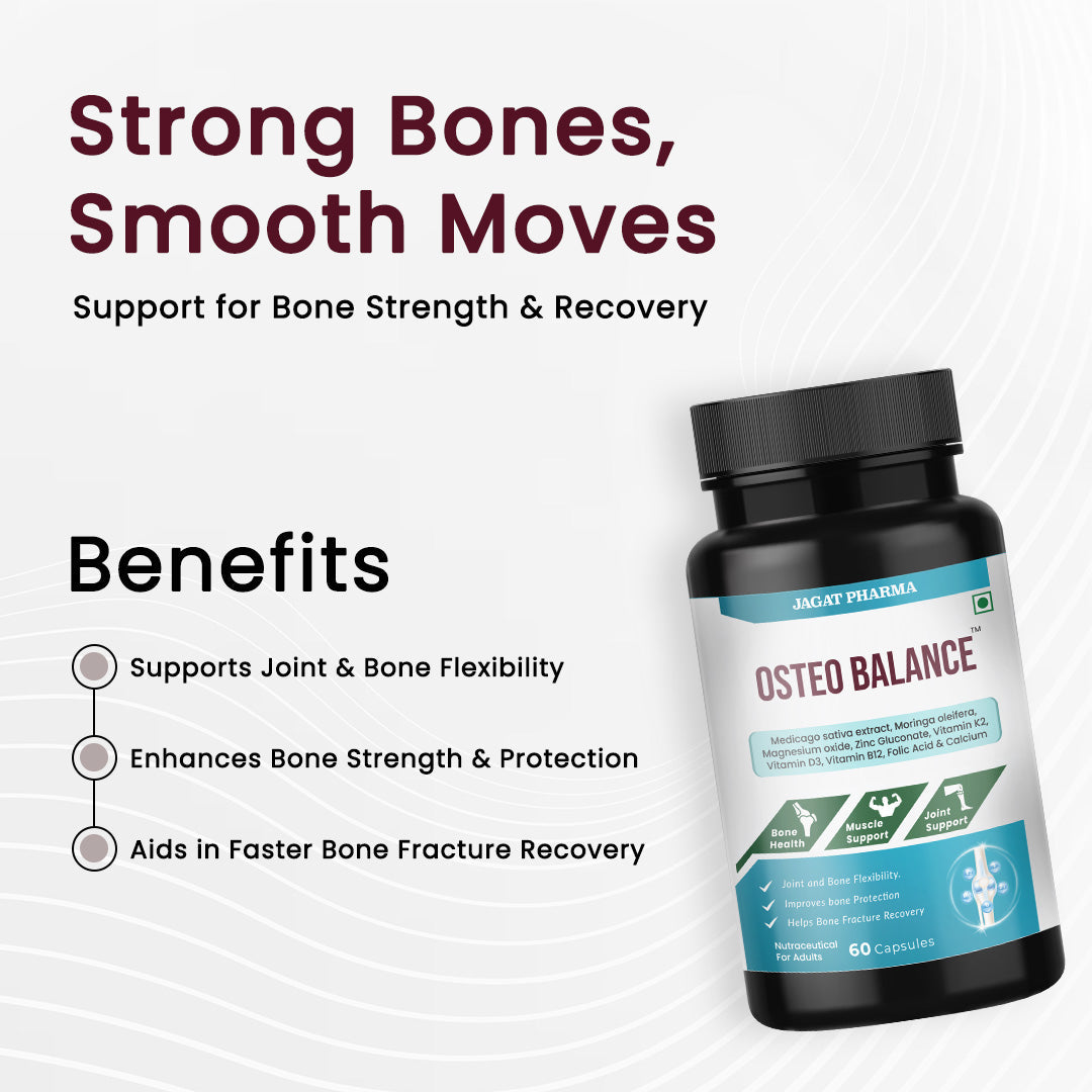 Jagat Pharma Osteo Balance + Roll-On: Strong Bones & Quick Relief Combo | Swadesiicart