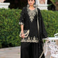 Anaita Black Chinon Readymade Palazzo Suit with Heavy Embroidery Work