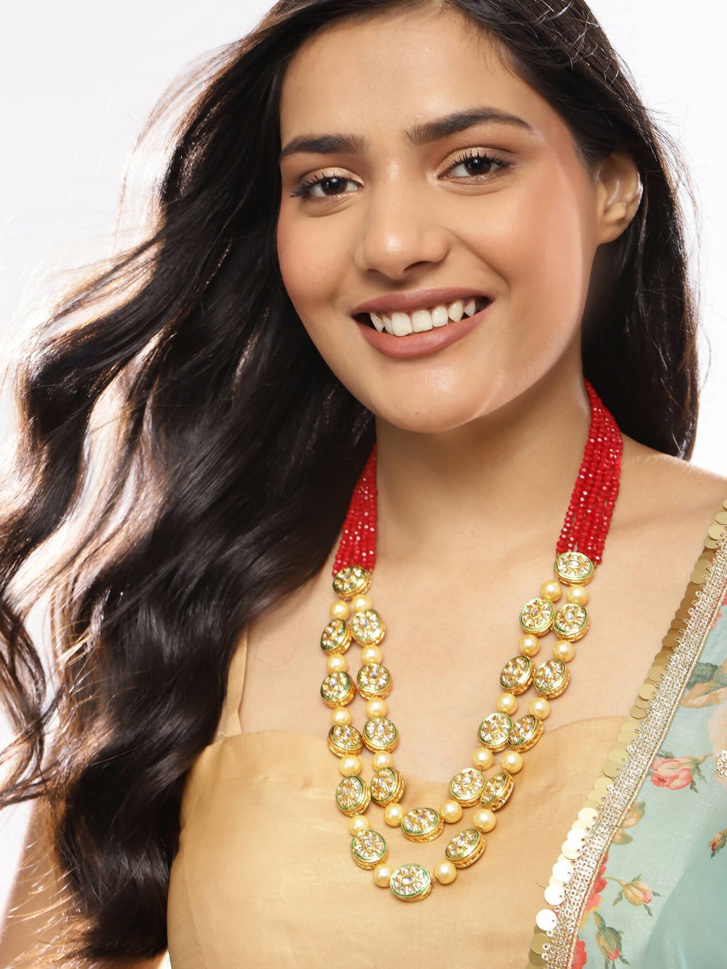 Gold-Toned Red Brass Gold-Polished Necklace - Ruby Raang | Swadesiicart