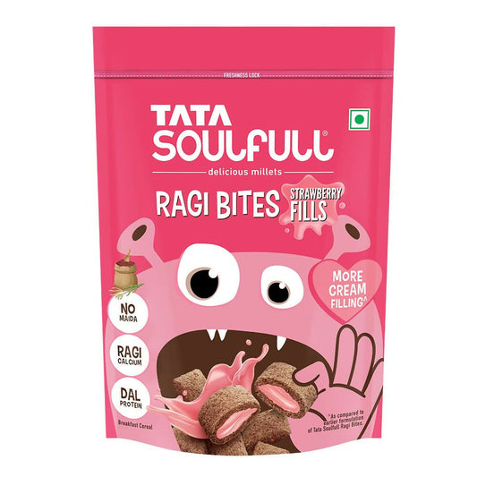 Tata Soulfull Ragi Bites Strawberry Fills Breakfast Cereal - Swadesiicart