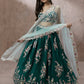 House of Panchhi Teal - Pure Georgette Thread & Sequins Work Lehenga | Swadesiicart