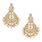 Gold-Toned White Kundan Contemporary Gold-Polished Chandbalis Earrings - Ruby Raang - Swadesiicart