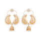 Nuyug 22K Gold Plated White Stone Studded Contemporary Mini Jhumki Dangler Earrings | Swadesiicart
