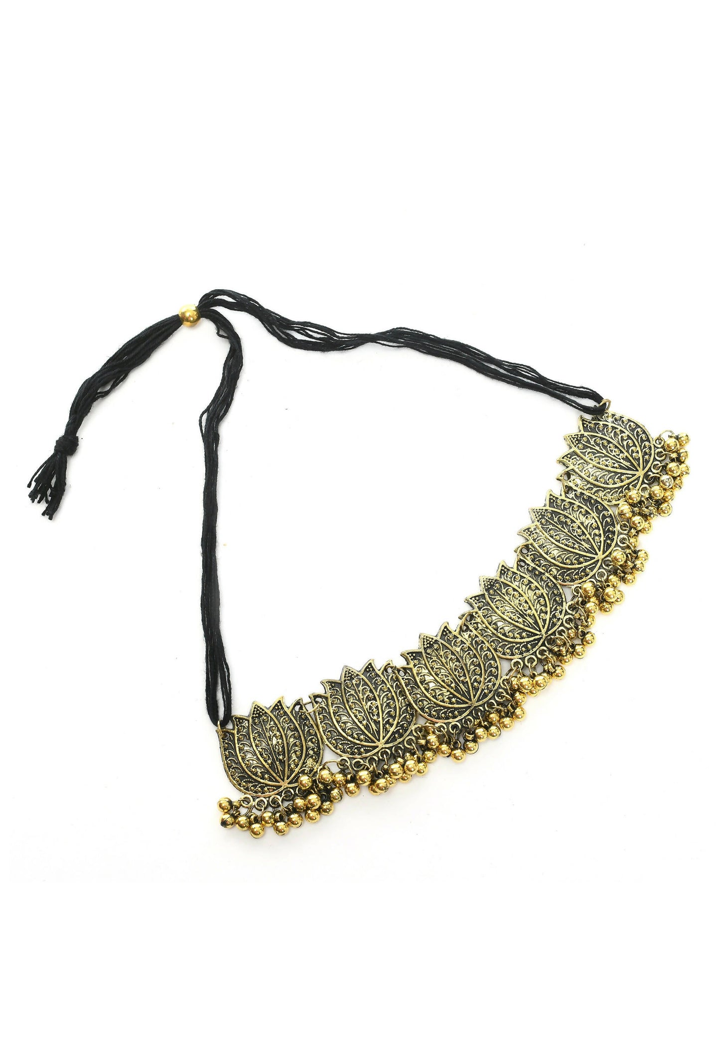 Mominos Fashion Johar Kamal Gold-Polished Brass Finish Lotus Design Choker For Women | Swadesiicart