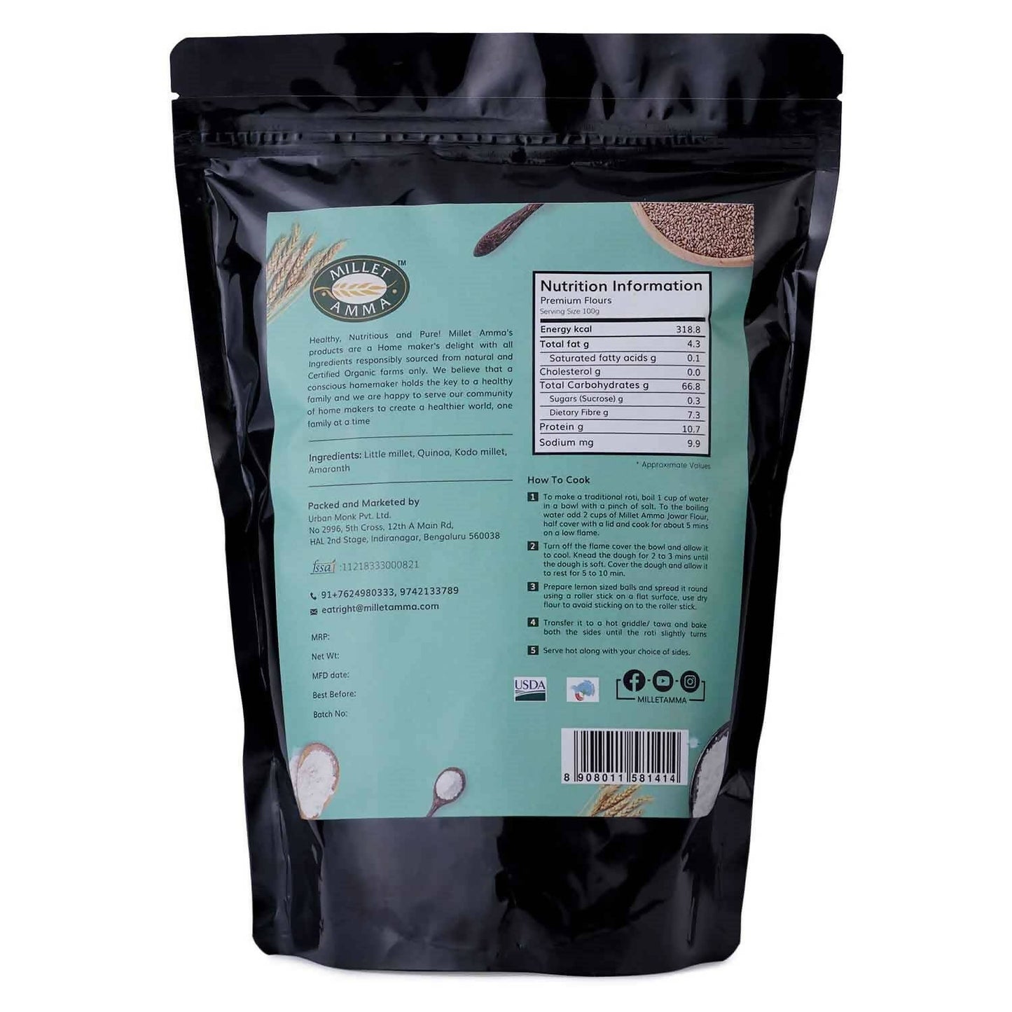 Millet Amma Gluten Free Premium Mix Flour Organic - Swadesiicart