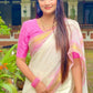 Exclusive Collection Beautiful White Pink Pure Cotton Hand Weaving Handloom Saree With Running Blouse Piece - Swadesiicart