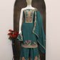 Anaita Teal Blue Chinon Stitched Suit with Embroidery Sequence Work
